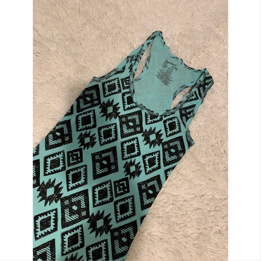 Turquoise black tank top